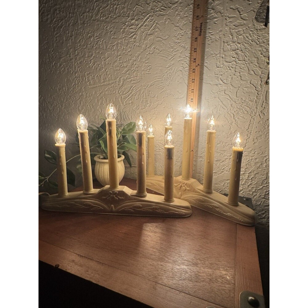 Lot of 2 VTG 5 Light Candolier Drip Candle Electric Candelabra Christmas Bell